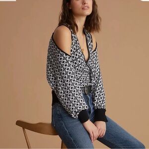 Anthropologie Maeve Knit Tank & Shrug Set | Black White Pattern | Size Small